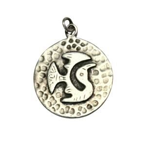 Graziela Laffi Sterling Bird Hammered Pendant Vintage Peru Laffi 1 5/8" Long